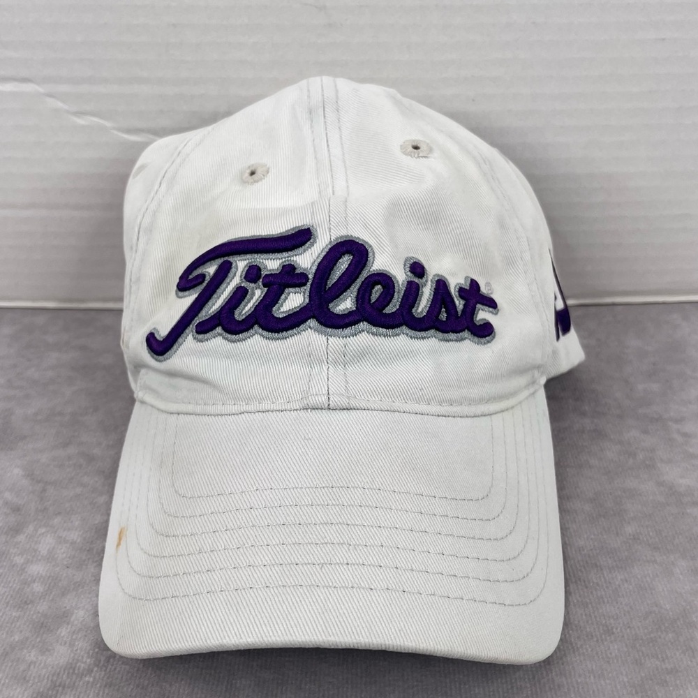Titleist FootjoyGolf Hat Cap Adult One Size White Purple Script Tour Performance